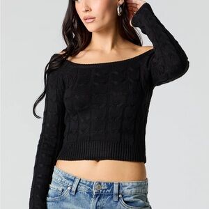 Cable Knit Off Shoulder Sweater